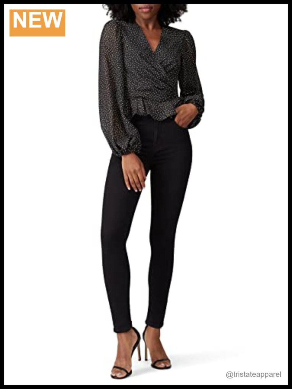 Ruffle Blouse Peasant Top Long Sleeve V-Neck Sheer Sleeves